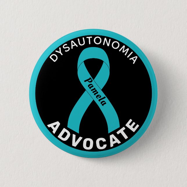 Dysautonomia Advocate Ribbon Black Button (Front)