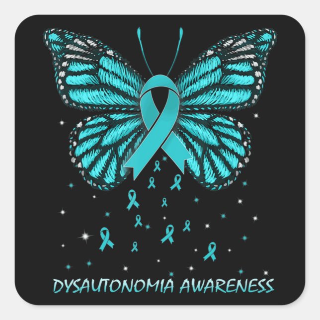 Dysautonomia Awareness Butterfly T-Shirt86  Square Sticker (Front)