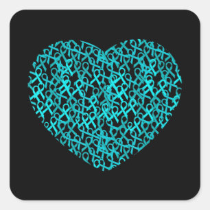 Dysautonomia Awareness Month Ribbon Heart Gifts T- Square Sticker