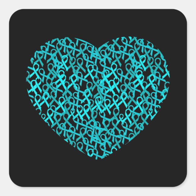 Dysautonomia Awareness Month Ribbon Heart Gifts T- Square Sticker (Front)