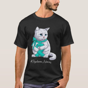 Dysautonomia Awareness Month Teal Ribbon Cat T-Shirt