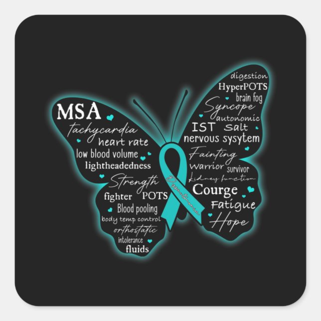 Dysautonomia Awareness POTS HyperPOTS NCS Month T- Square Sticker (Front)