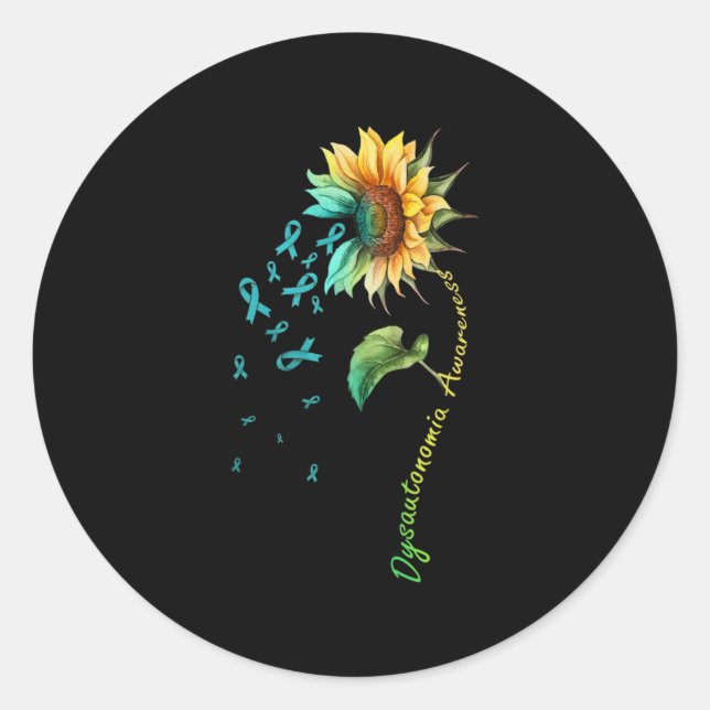 Dysautonomia Awareness Sunflower Shirt33  Classic Round Sticker (Front)