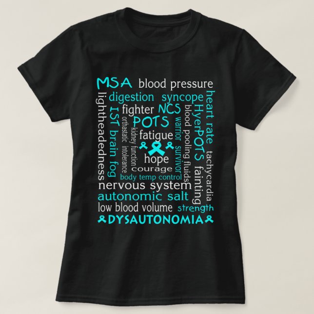 Dysautonomia Awareness T-shirt Teal Ribbon Gift18  (Design Front)