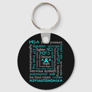 Dysautonomia Awareness T-shirt Teal Ribbon Gift18 Key Ring