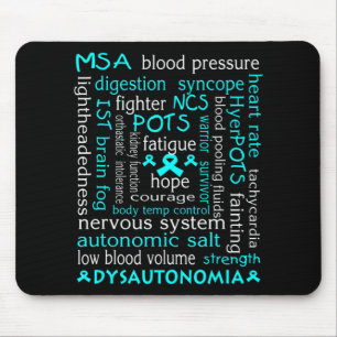 Dysautonomia Awareness T-shirt Teal Ribbon Gift18  Mouse Mat