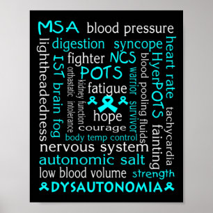 Dysautonomia Awareness T-shirt Teal Ribbon Gift18  Poster