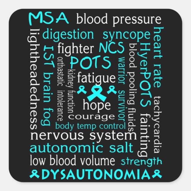 Dysautonomia Awareness T-shirt Teal Ribbon Gift18  Square Sticker (Front)