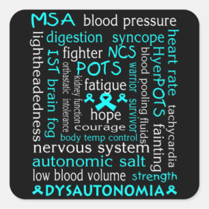 Dysautonomia Awareness T-shirt Teal Ribbon Gift18  Square Sticker