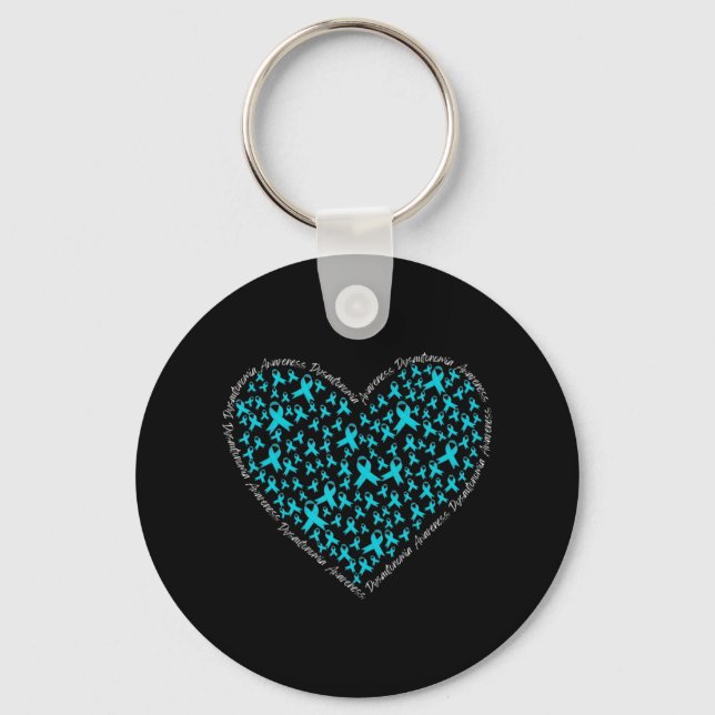 Dysautonomia Awareness, Teal Ribbon POTS Warrior T Key Ring (Front)