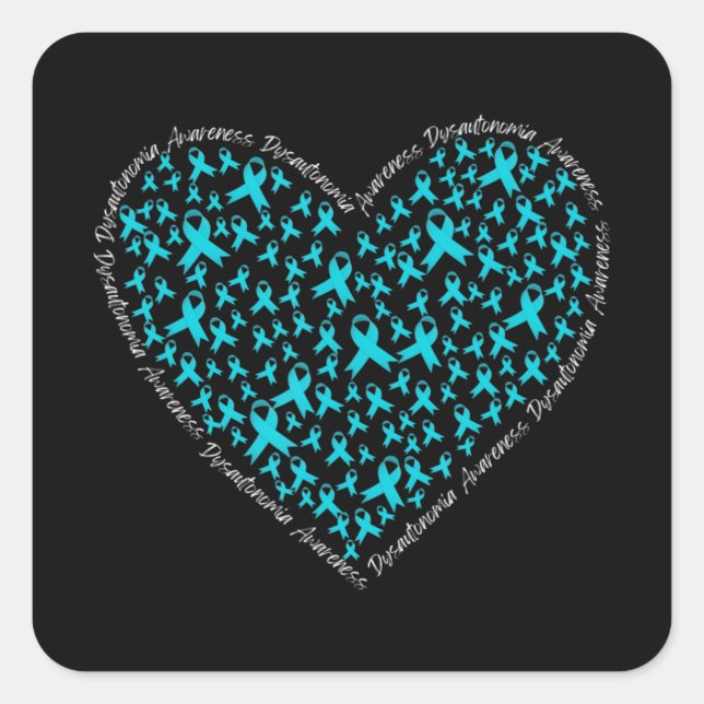Dysautonomia Awareness, Teal Ribbon POTS Warrior T Square Sticker (Front)