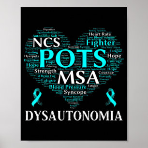 Dysautonomia Awareness Teal Ribbon T-Shirt71 Poster