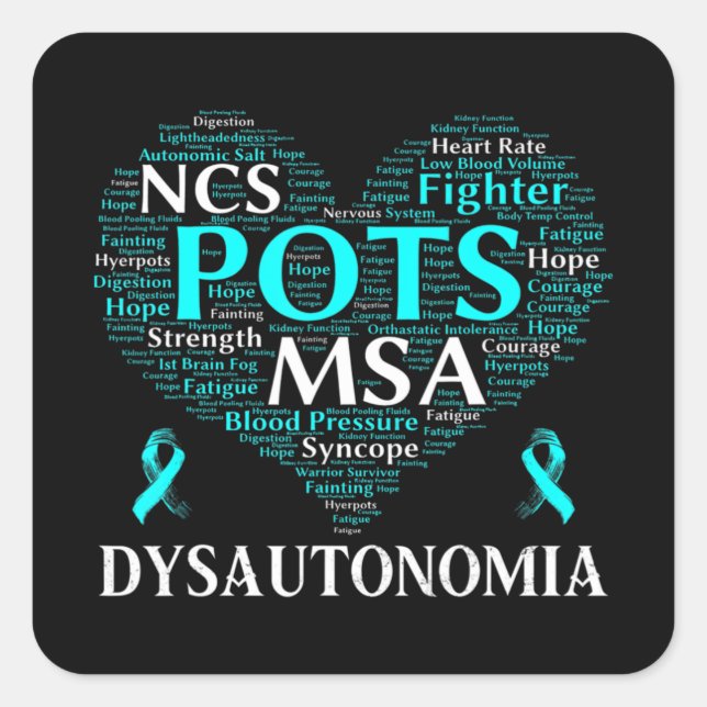 Dysautonomia Awareness Teal Ribbon T-Shirt71  Square Sticker (Front)