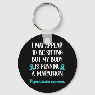 Dysautonomia POTS Turquoise Ribbon Autonomic Dysfu Key Ring