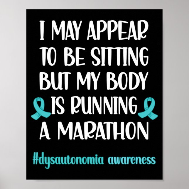 Dysautonomia POTS Turquoise Ribbon Autonomic Dysfu Poster (Front)
