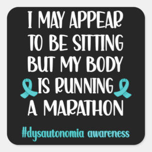 Dysautonomia POTS Turquoise Ribbon Autonomic Dysfu Square Sticker
