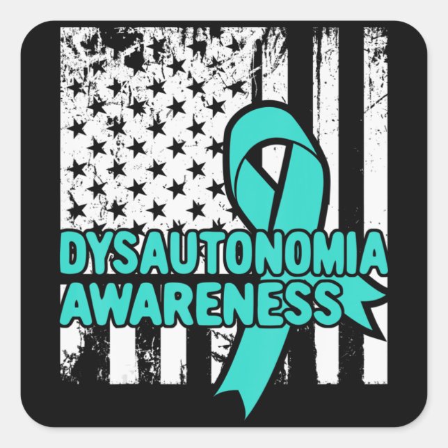 Dysautonomia T Shirt - Autonomic Dysfunction Aware Square Sticker (Front)