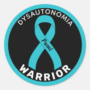 Dysautonomia Warrior Ribbon Black Round Sticker