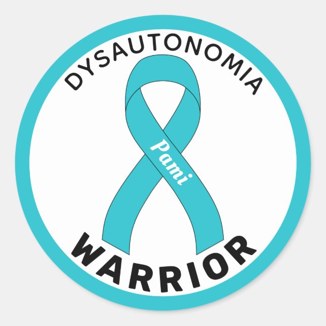 Dysautonomia Warrior Ribbon White Round Sticker (Front)