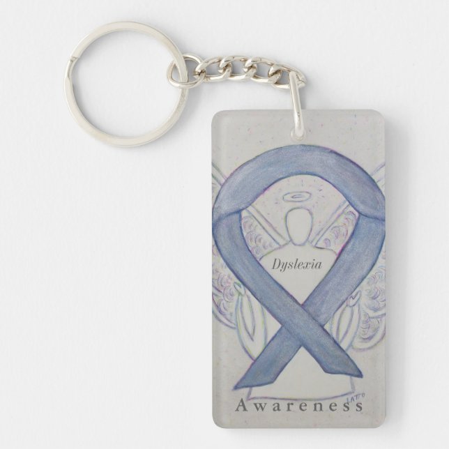Dyslexia Angel Awareness Ribbon Keychain (Front)