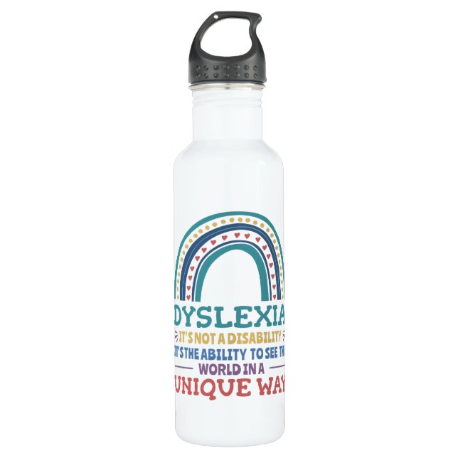 Dyslexia Awareness Dyslexic 710 Ml Water Bottle (Front)