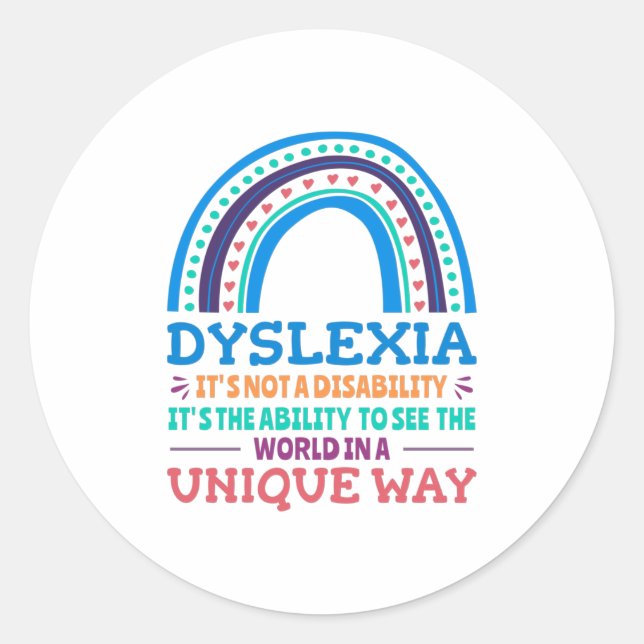 Dyslexia Awareness Dyslexic Classic Round Sticker (Front)