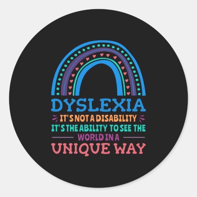 Dyslexia Awareness Dyslexic Classic Round Sticker (Front)