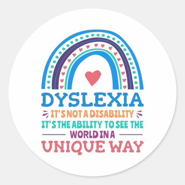 Dyslexia Awareness Dyslexic Classic Round Sticker (Front)