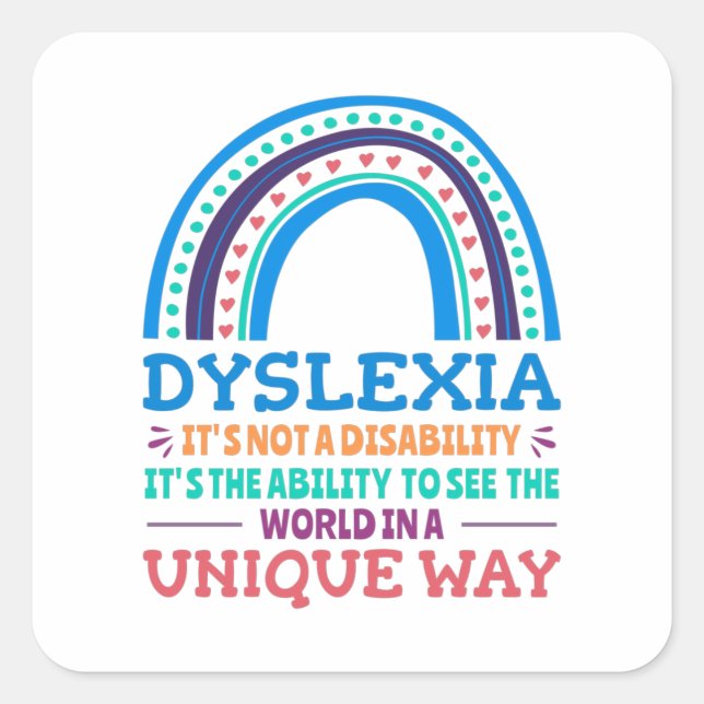 Dyslexia Awareness Dyslexic Square Sticker (Front)