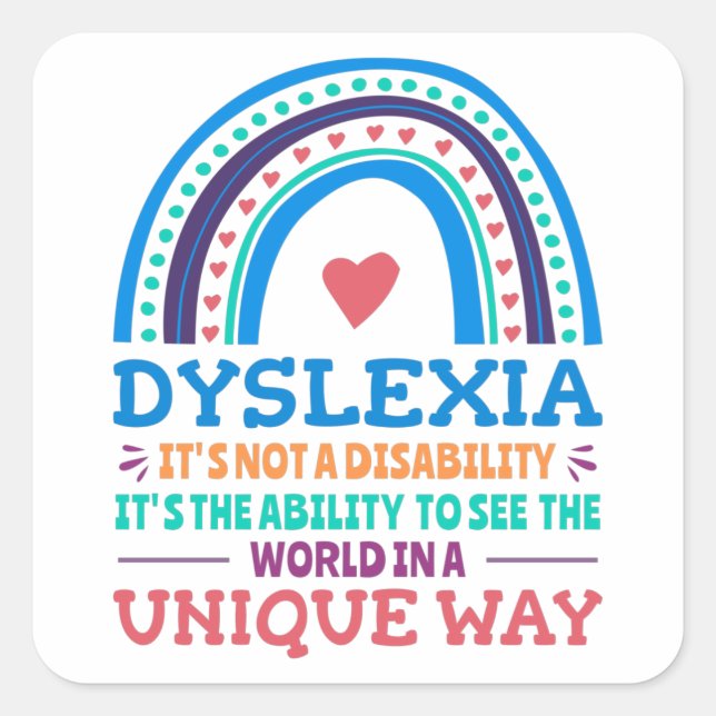 Dyslexia Awareness Dyslexic Square Sticker (Front)