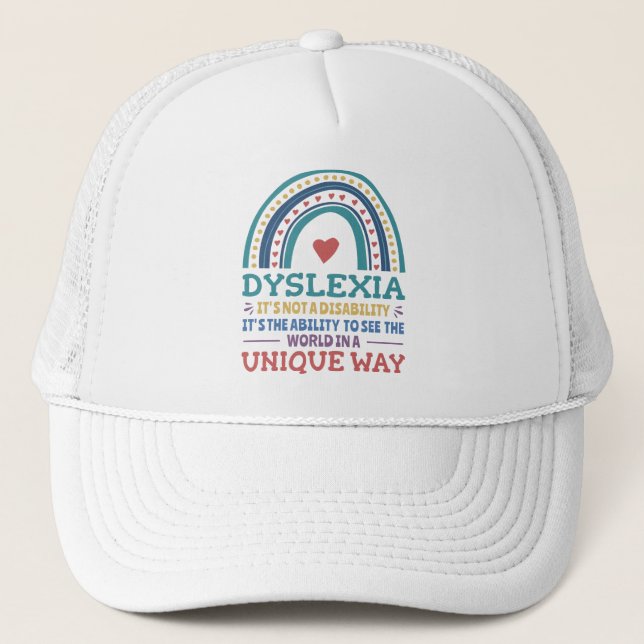 Dyslexia Awareness Dyslexic Trucker Hat (Front)