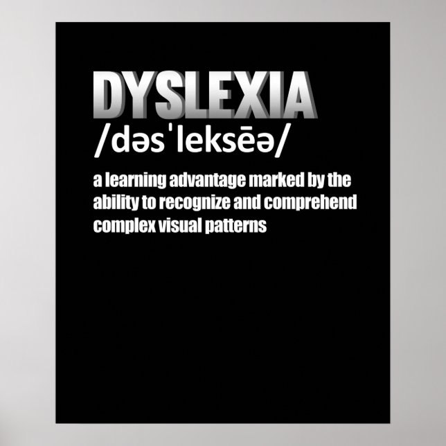 Dyslexia Definition Disability Awareness Therapist Poster (Front)