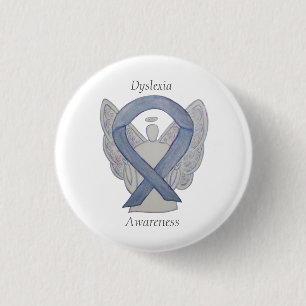 Dyslexia Silver Awareness Ribbon Angel Custom Pins