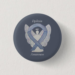 Dyslexia Silver Awareness Ribbon Angel Custom Pins
