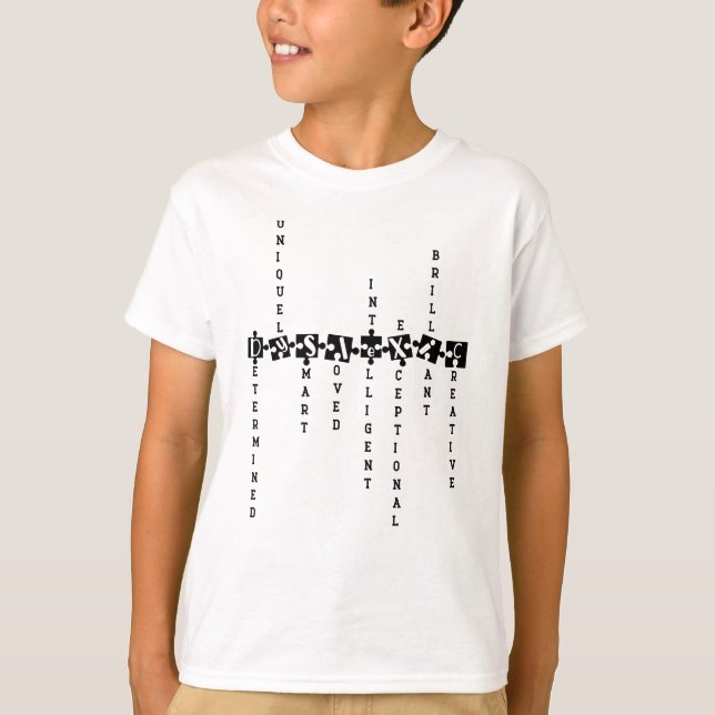 Dyslexic Awareness, Inspiring Dislexia Word Art T-Shirt (Front)