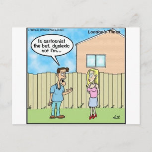 Dyslexic Cartoonist Funny Gifts Tees & Collectable Postcard
