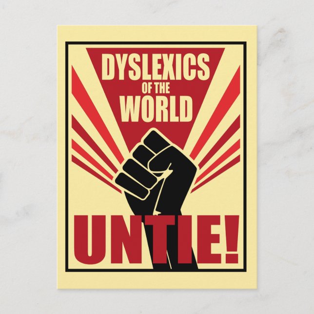 Dyslexics of the world untie! soviet propaganda postcard (Front)
