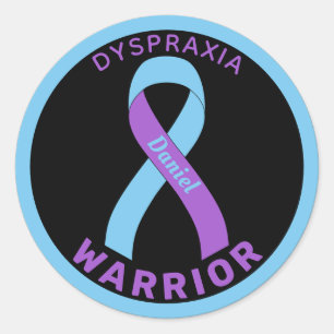Dyspraxia Warrior Ribbon Black Round Sticker