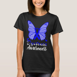 Dystonia Awareness Butterfly Blue Ribbon Support T-Shirt