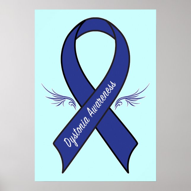 Dystonia Awareness Ribbon with Wings Poster (Front)