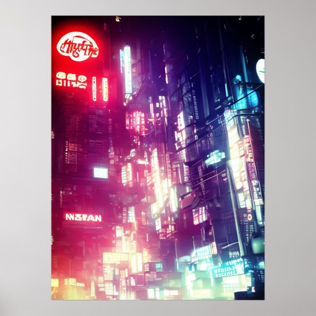 Dystopian Cyberpunk City Poster (Front)