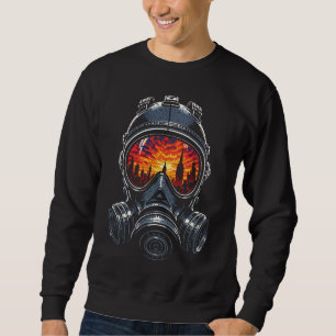 Dystopian Mask Urban Sunset Reflection Sweatshirt