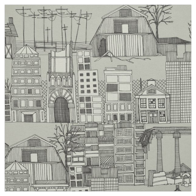 dystopian toile mono fabric (Swatch)