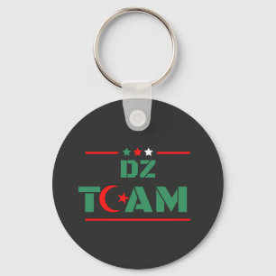 DZ TEAM With Algerian Flag Red Crescent & Star DZ Key Ring