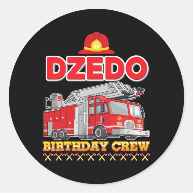 Dzedo Of The Birthday Crew Fire Truck Firefighter Classic Round Sticker (Front)