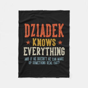 Dziadek knows everything father's day retro fleece blanket