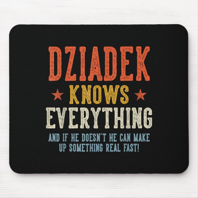Dziadek knows everything father's day retro mouse mat (Front)