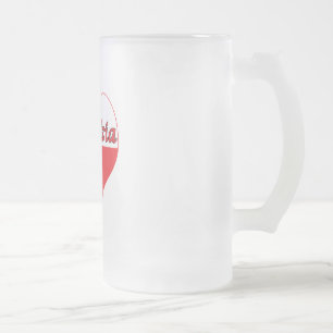 Dziadzia Polish Heart Frosted Glass Beer Mug