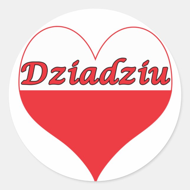Dziadziu Polish Heart Classic Round Sticker (Front)
