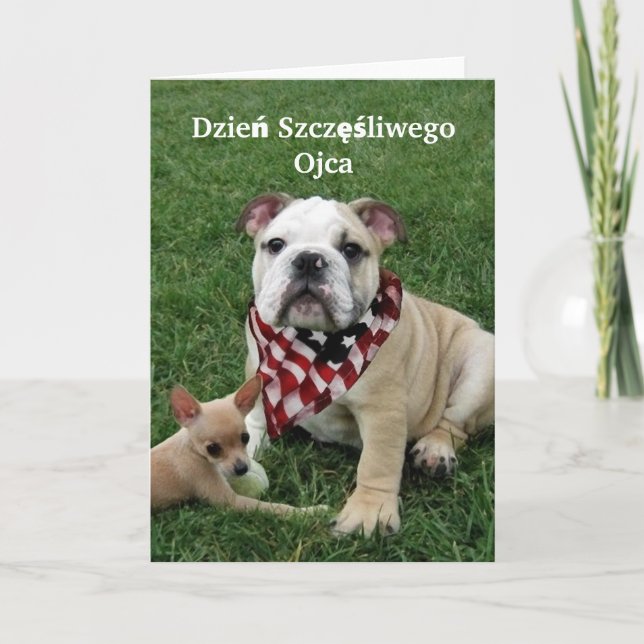 Dzień Szczęśliwego Ojca Bulldog Greeting Card (Front)